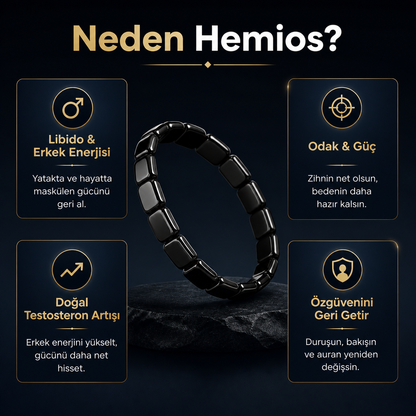 Hemios Hematit Erkek Maskülen Enerji Bilekliği