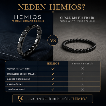 Hemios Hematit Erkek Maskülen Enerji Bilekliği